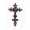 7003COP-PUR PURPLE CRYSTAL / COPPER WALL CROSS / W FDL DESIGN